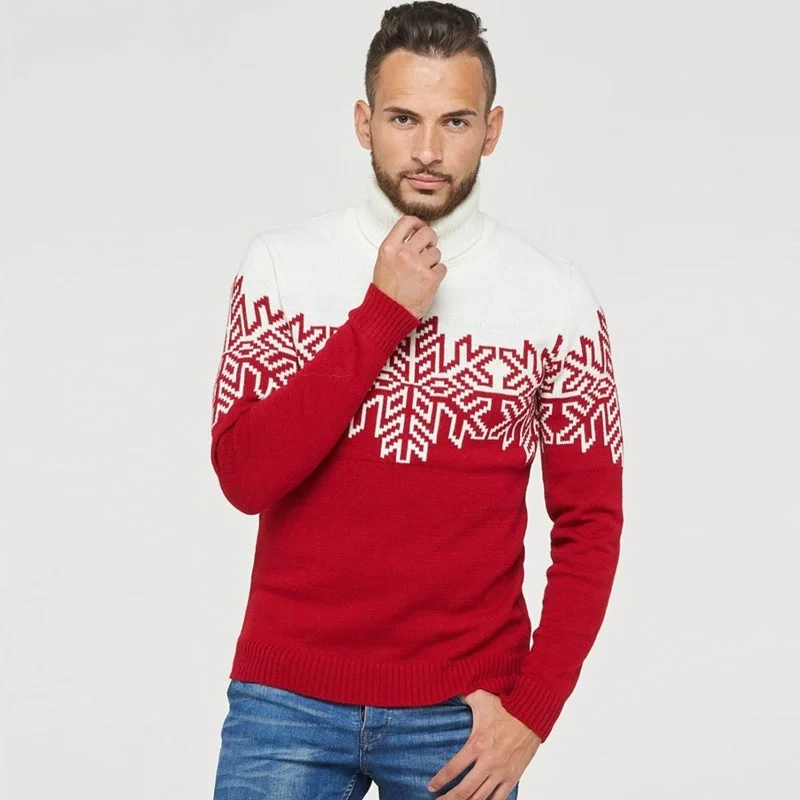 Jersey de cuello alto para papá con copos de nieve