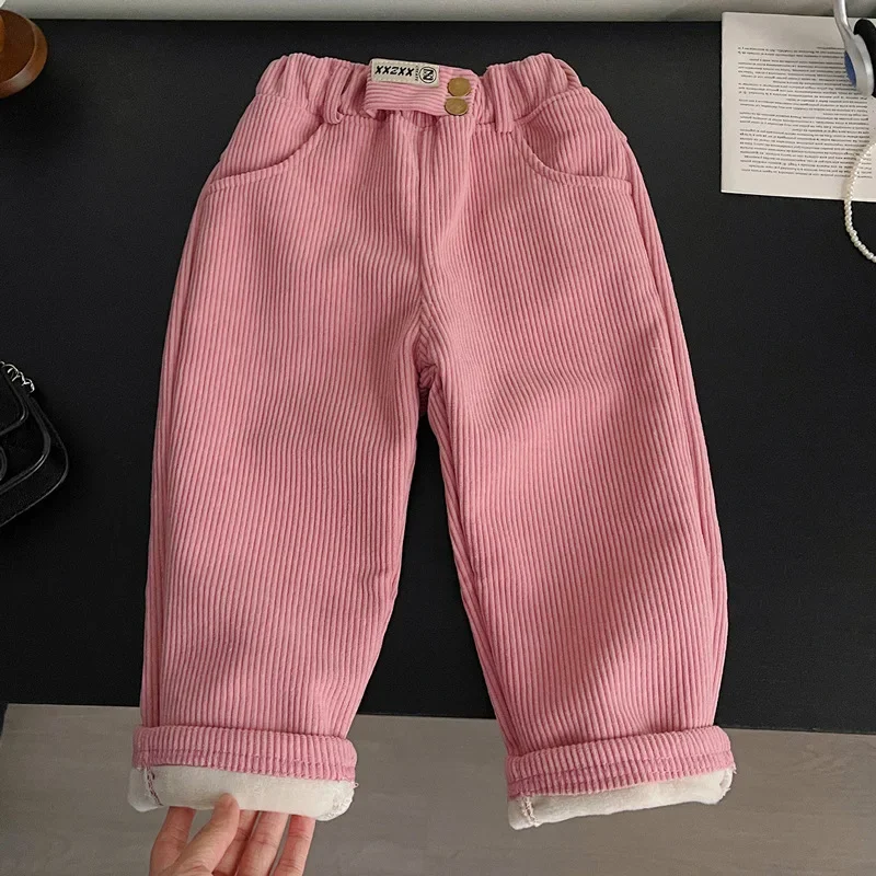 Pantalones de pana cálidos cintura alta para niños - imagen 4