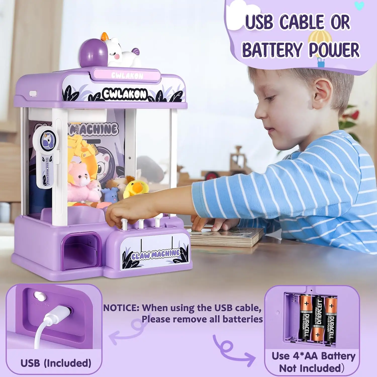 Máquina de garra infantil con mini expendedor de unicornios sonoro - imagen 2