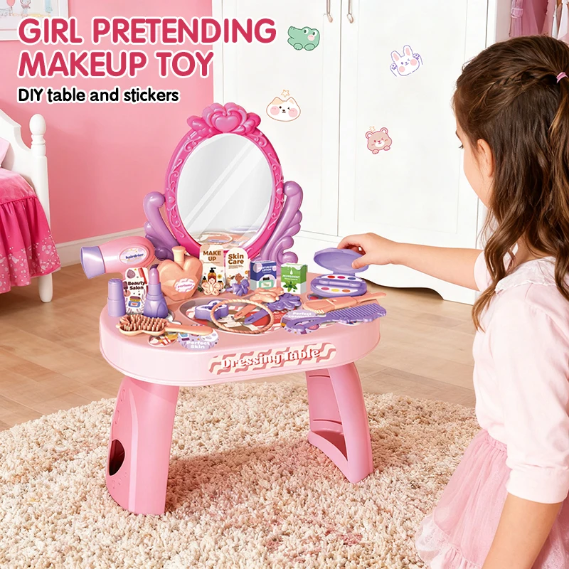 Tocador infantil de maquillaje y joyero para juego imitativo