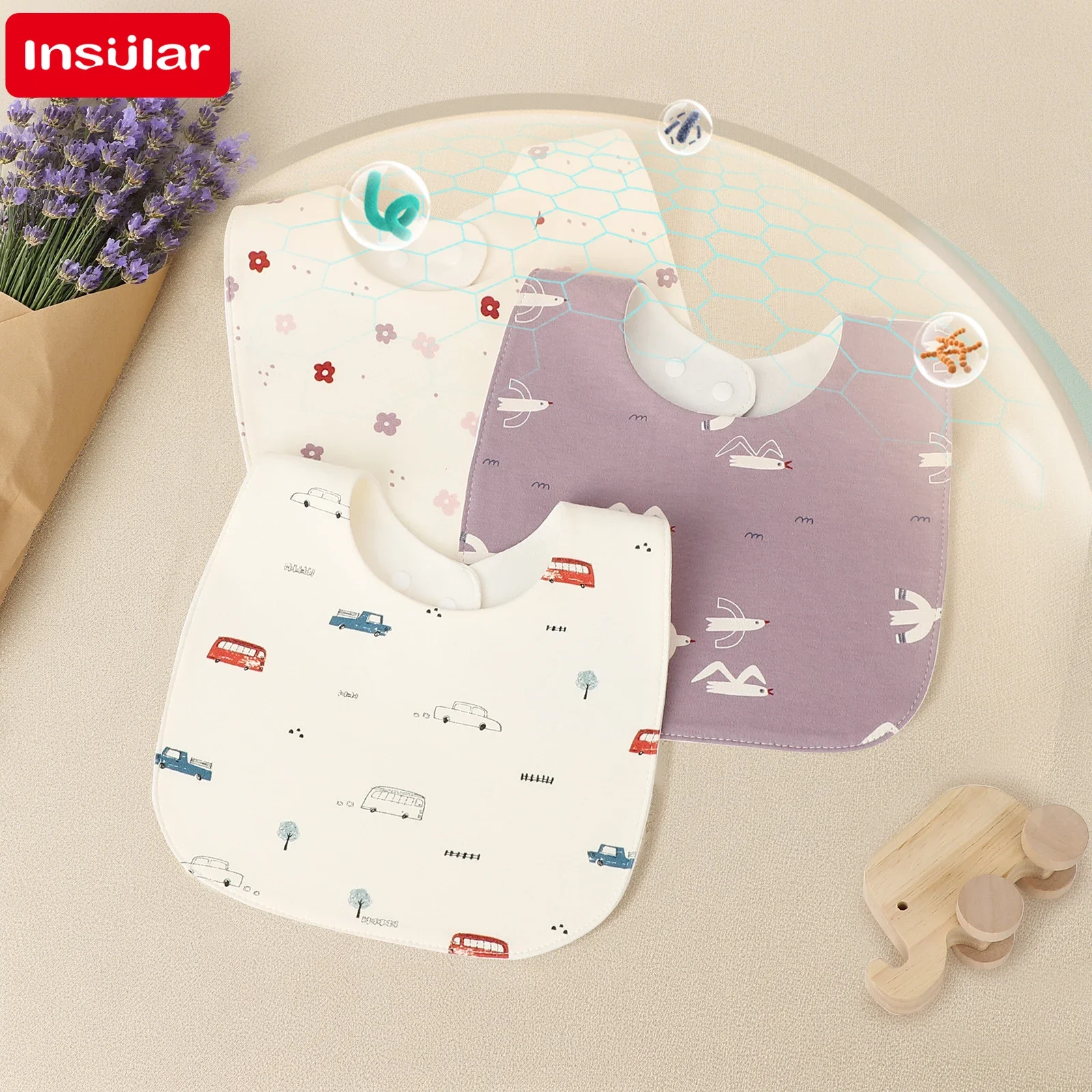 Baberos absorbentes para bebé, 100% gasa de algodón, ajustables - imagen 2