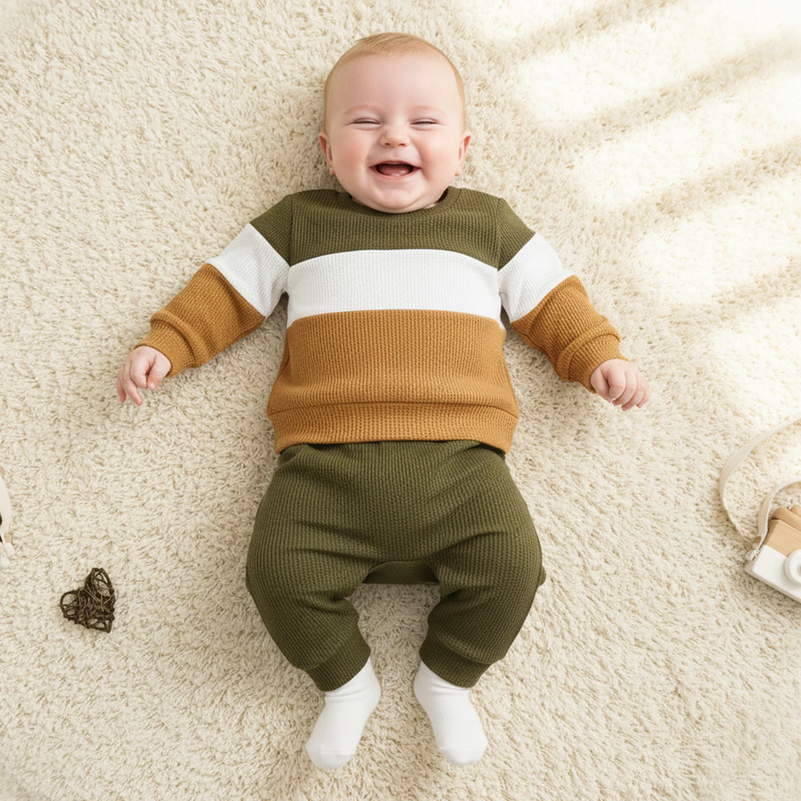ViSgogo Conjunto bebé niño camiseta pantalón manga larga rayas