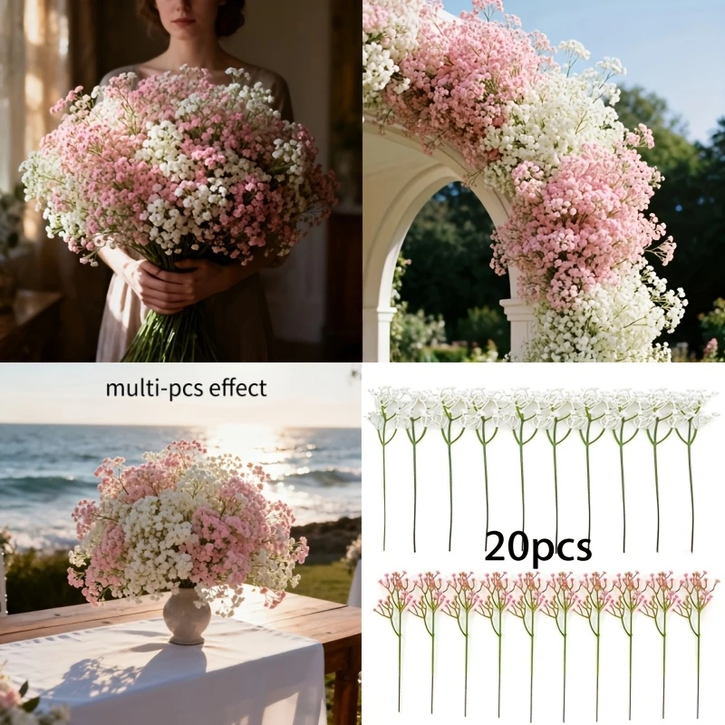 Decoración festiva de gypsophila y rosas blancas para aniversario - imagen 4