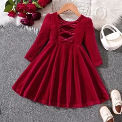 Vestido terciopelo princesa de manga larga para niña
