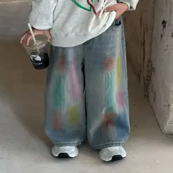 Pantalones vaqueros de niño de algodón mixto corte holgado