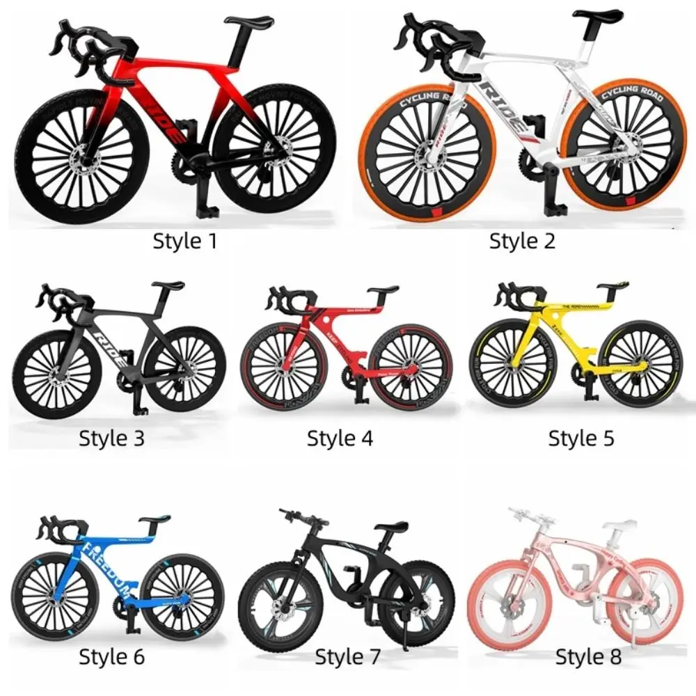 Modelo de bicicleta miniatura 1:8 con acabado metálico