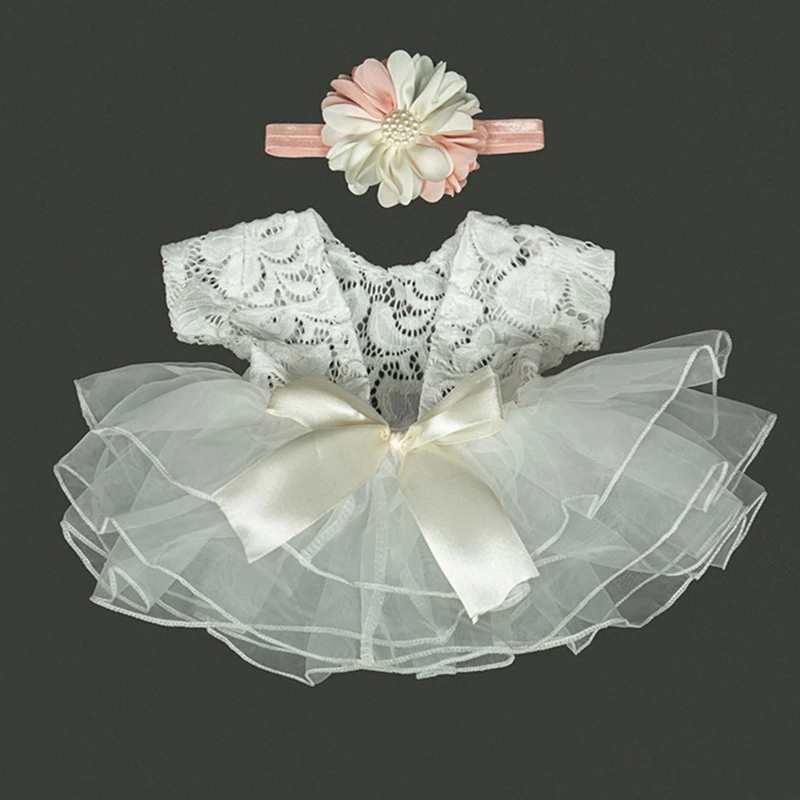 Conjunto falda y diadema de encaje para recién nacida - suave y cómodo - imagen 5