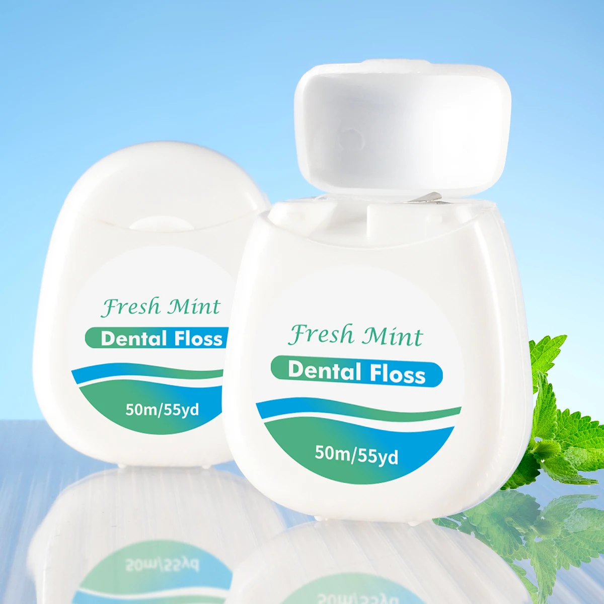 Hilo dental de menta enrollado
