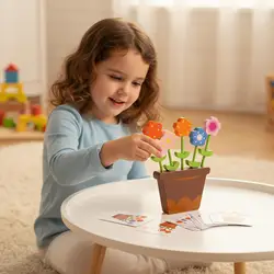 Juego de memoria infantil de flores de madera – Educativo