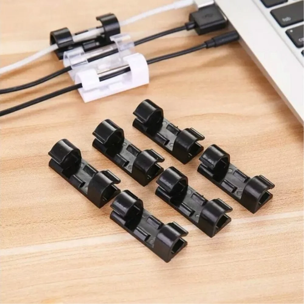 Organización de cables de ordenador con clips en pared o superficie