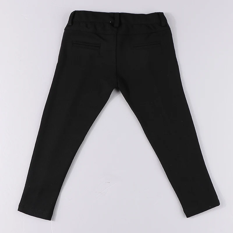 Pantalones largos negros para niños con cintura elástica y cremallera - imagen 4