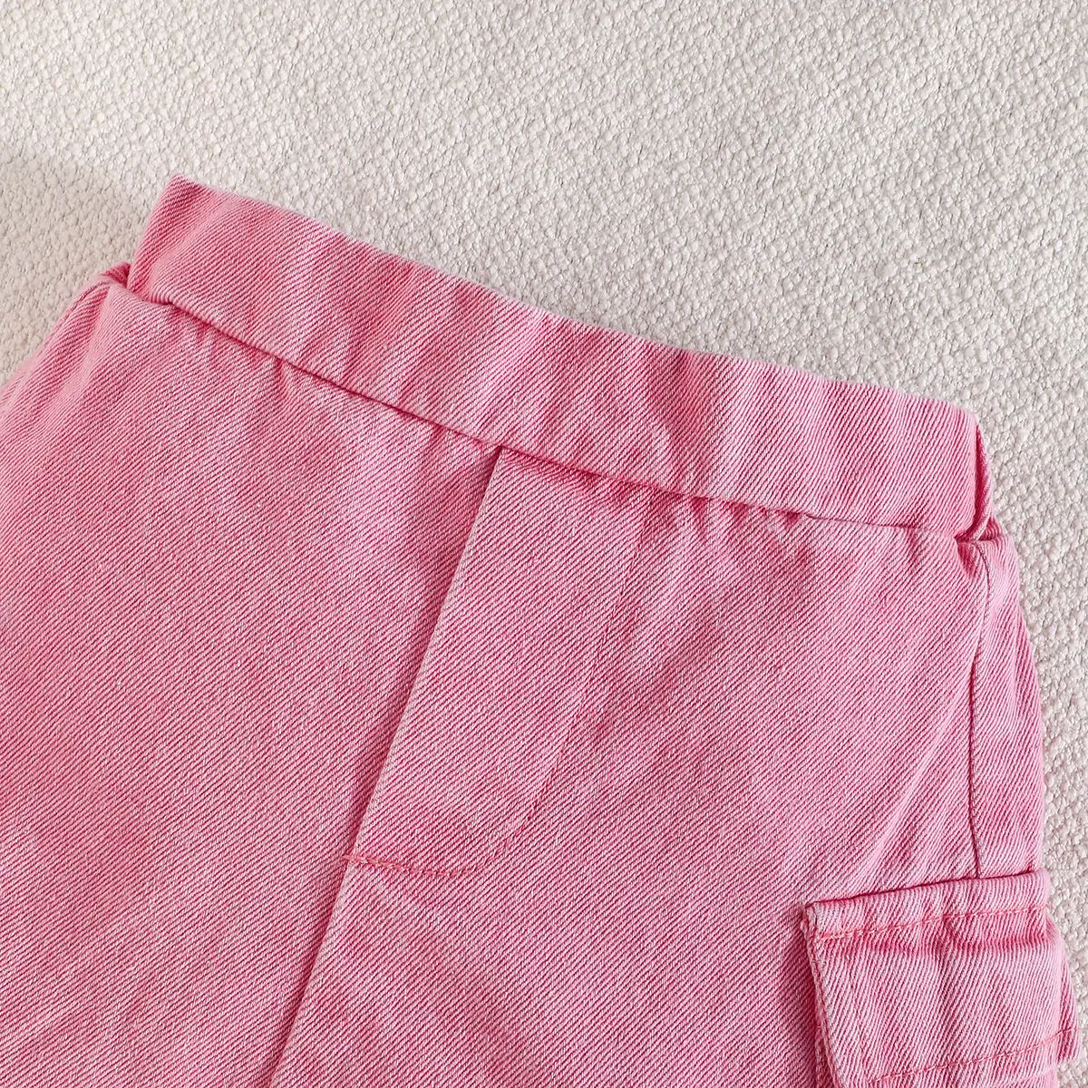 Conjunto de verano para niña en tejido vaquero rosa, falda y top - imagen 5