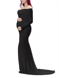 Vestido de maternidad blanco largo hasta el suelo para fotos