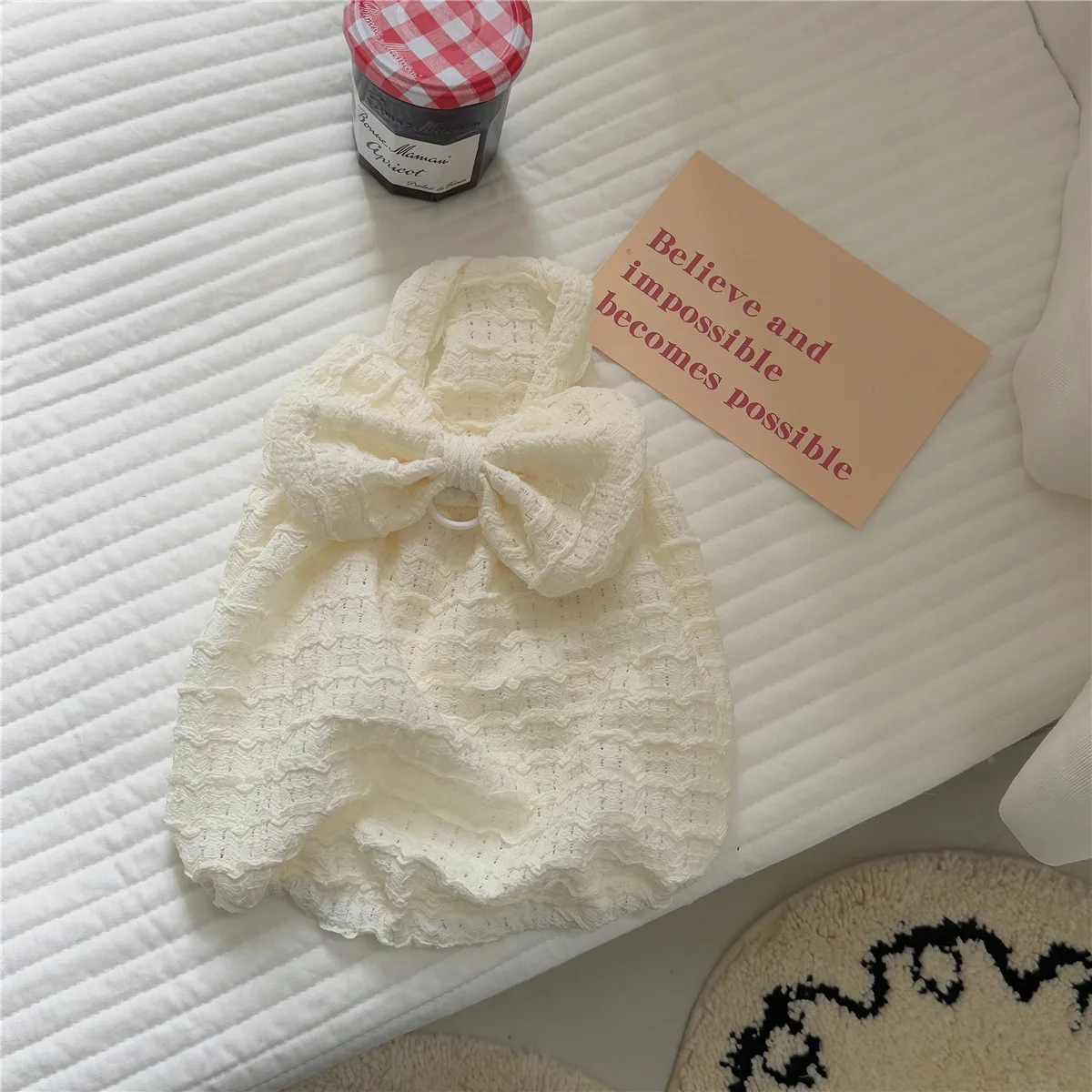 Vestido de falda abombada con lazo para perros pequeños primavera