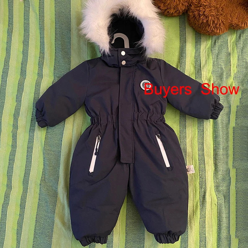 Traje de esquí bebé impermeable cálido acolchado en terciopelo - imagen 2
