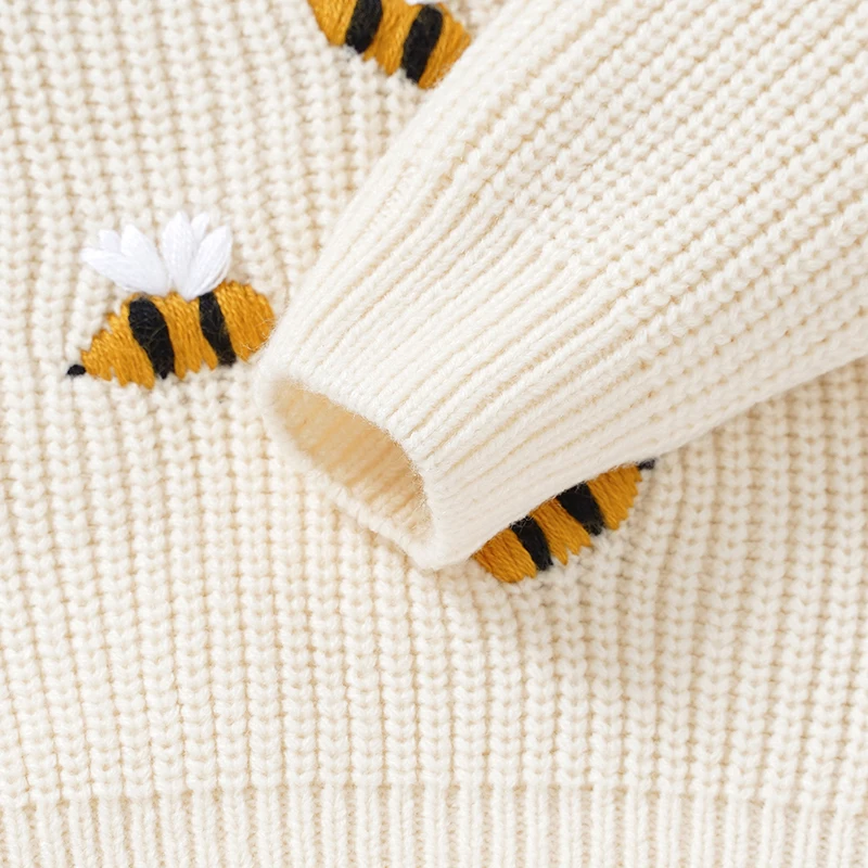 Suéter blanco para bebé de manga larga tejido unisex otoño invierno - imagen 3