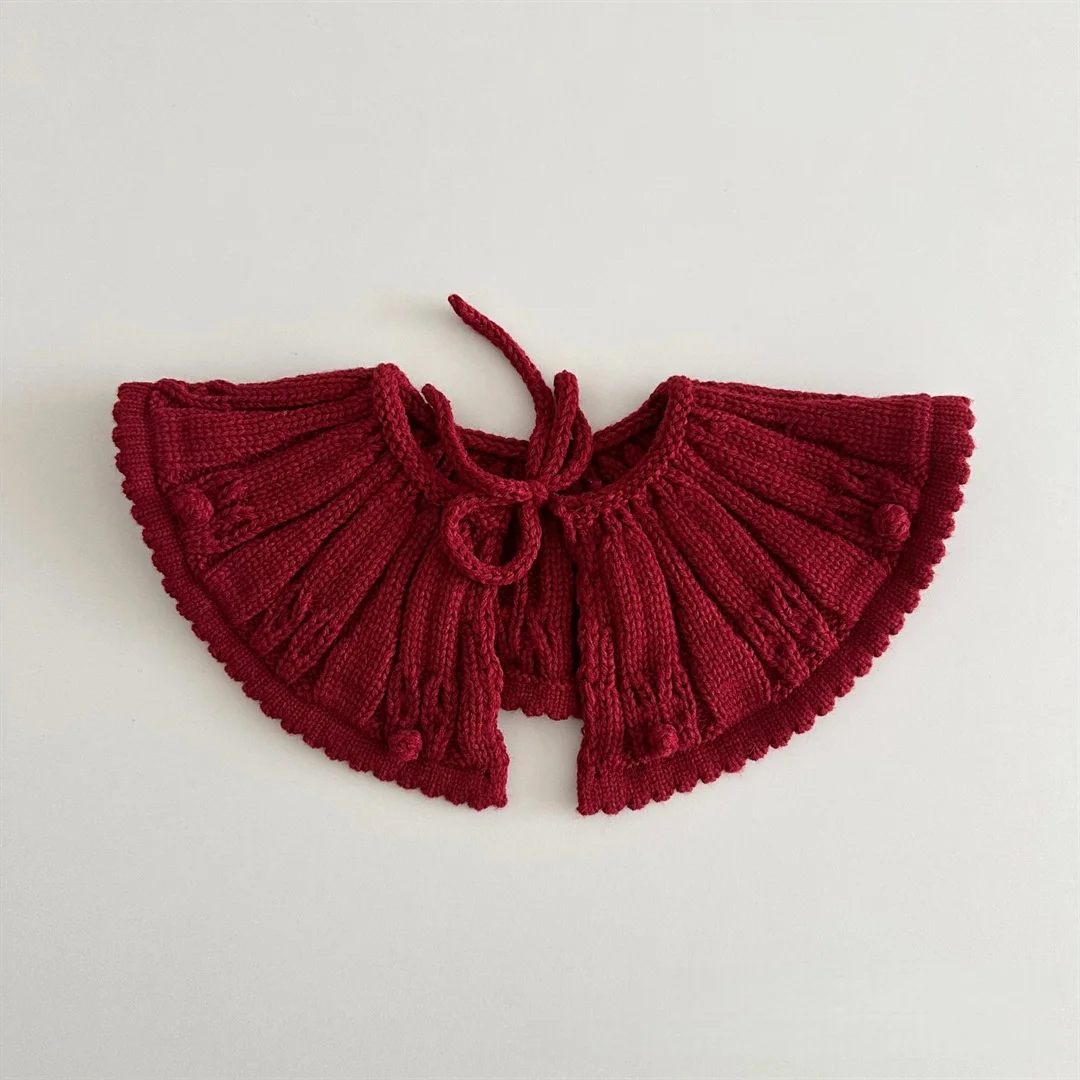 Capa de ganchillo para niña con cuello falso y lazos - Abrigo otoño - imagen 2