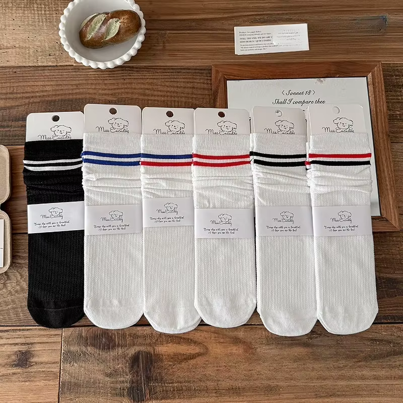 Calcetines de media pierna en algodón a rayas para uniforme escolar - imagen 5