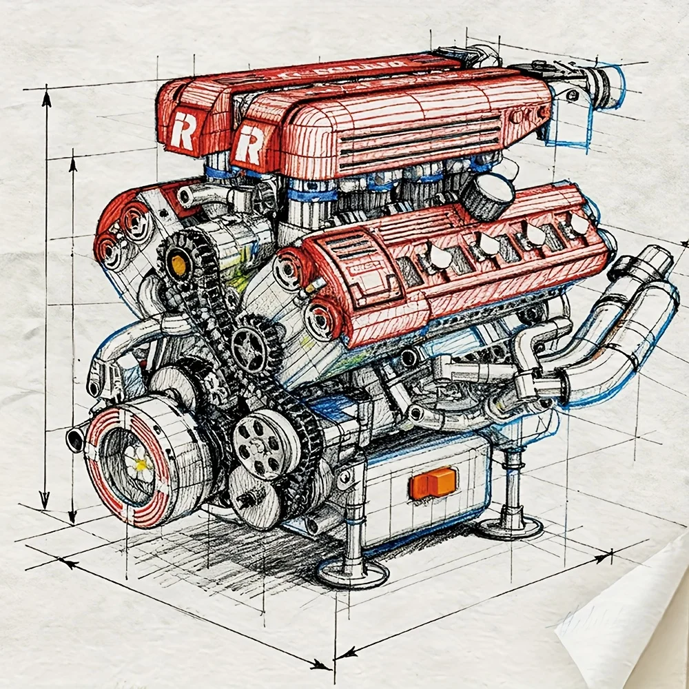 Detalle del motor en bloques