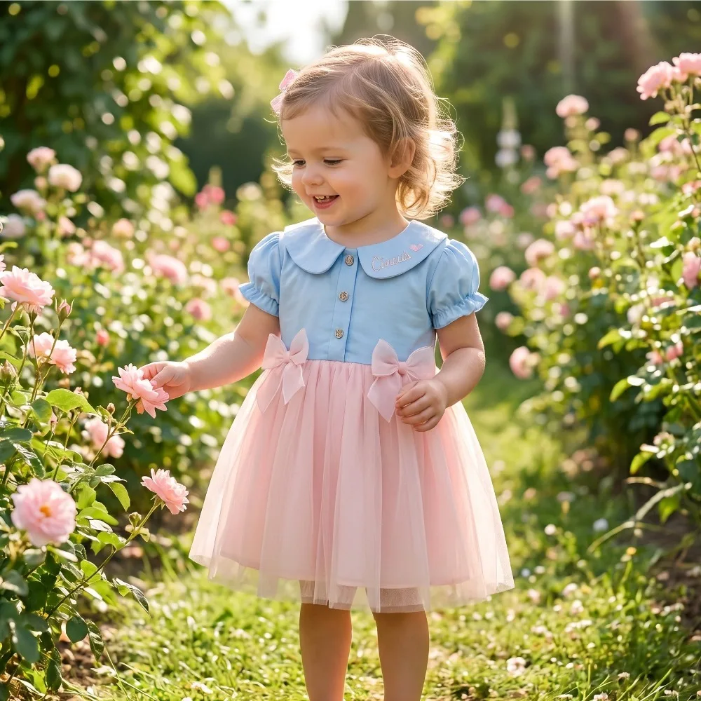 Vestido de princesa veraniego para bebé niña con tul y mangas cortas - imagen 4