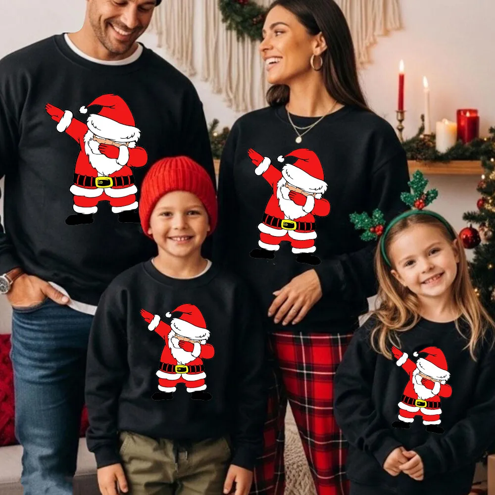 Sudadera con capucha navideña Papá Noel para niños y familia