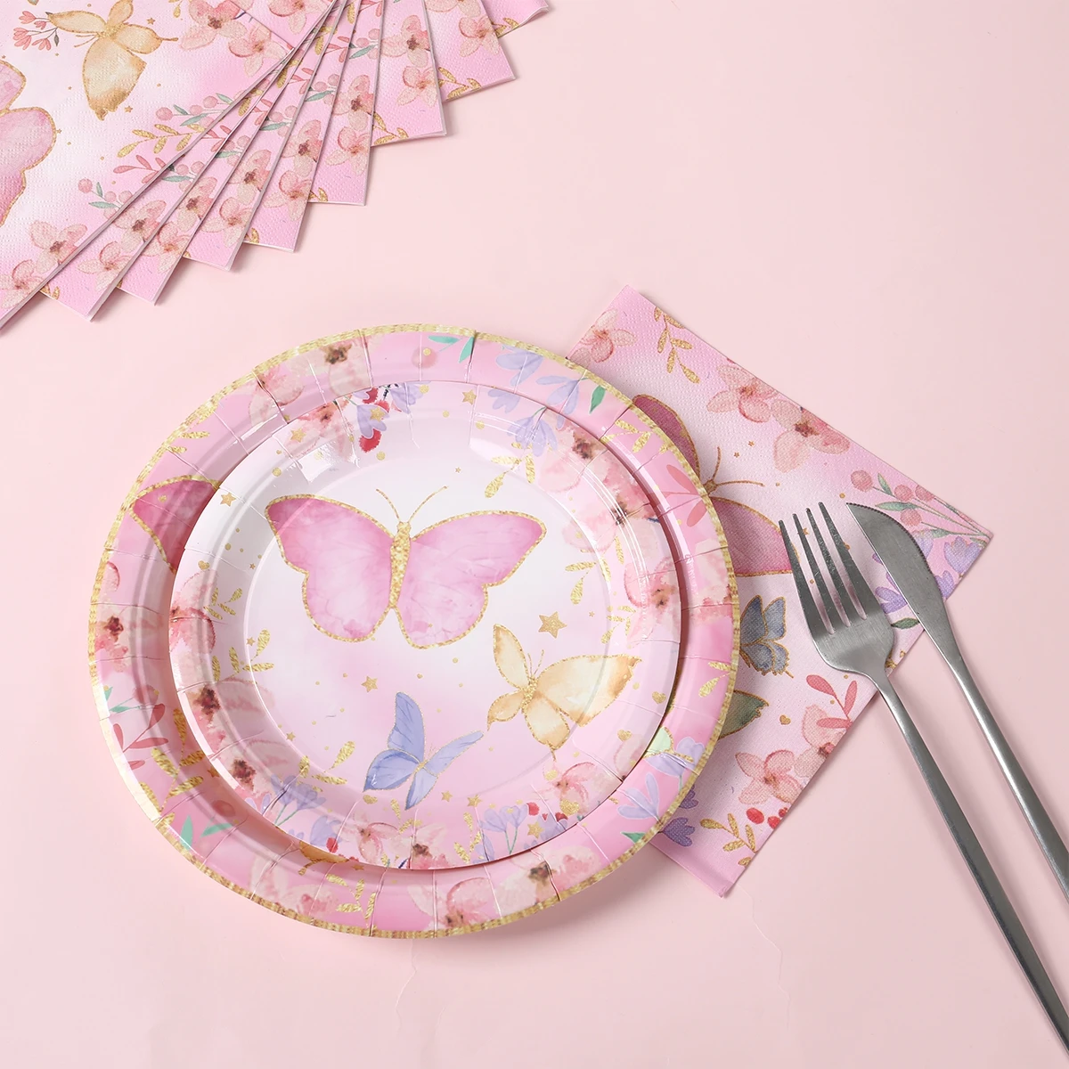Vajilla desechable con mariposas para fiestas de bebé - imagen 5