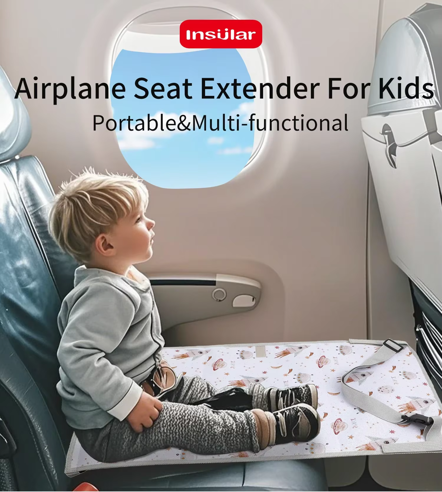 Extensor de asiento de avión con diseño infantil de dibujos animados