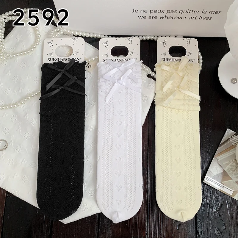 Calcetines de encaje altos para niña de verano con corazón y lazo - imagen 5