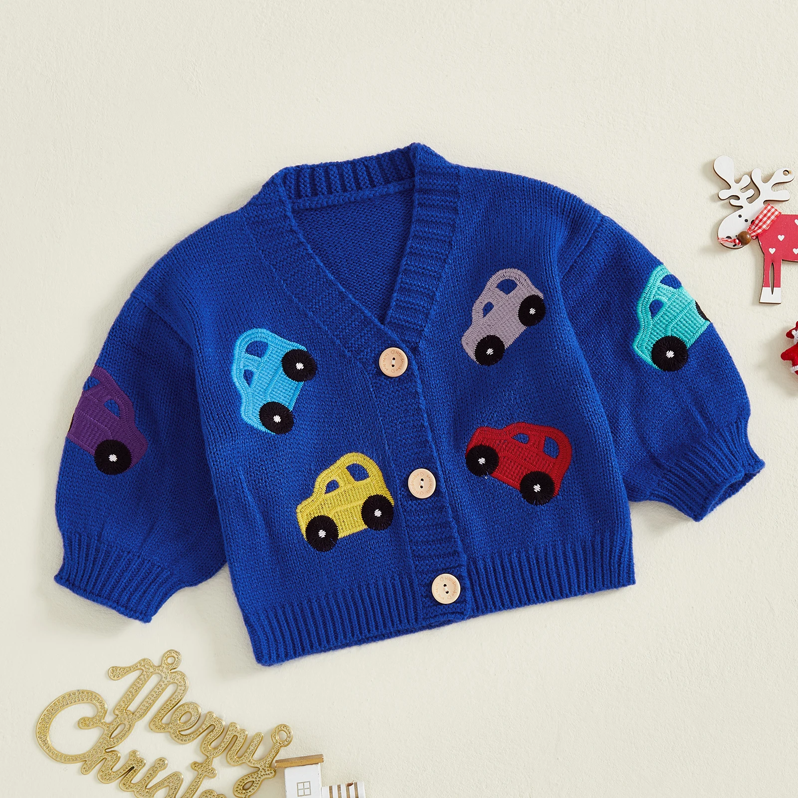 Cárdigan de Navidad para niña – Papá Noel con botones - imagen 4