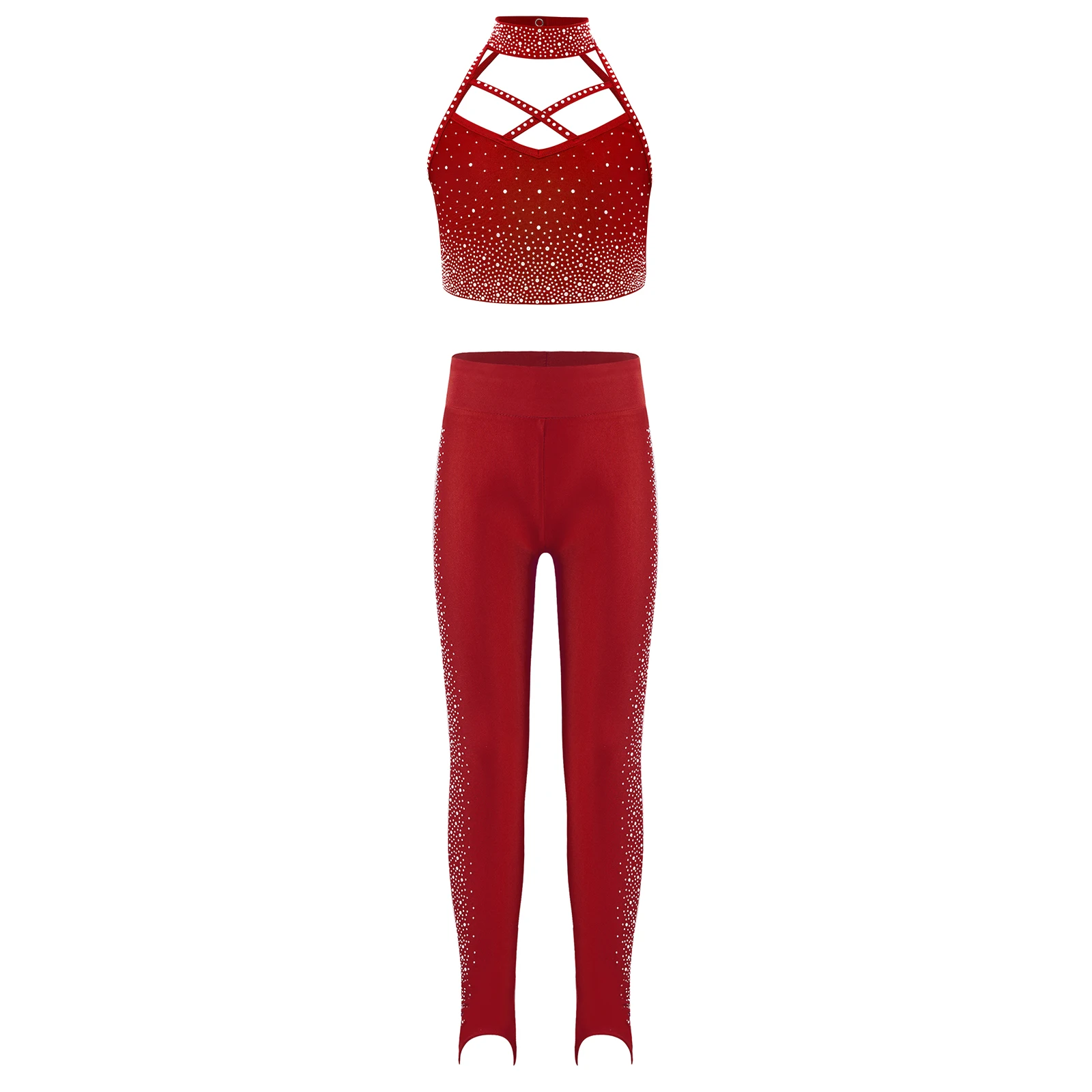 Disfraz de ballet con strass para niñas: top halter y mallas - imagen 2