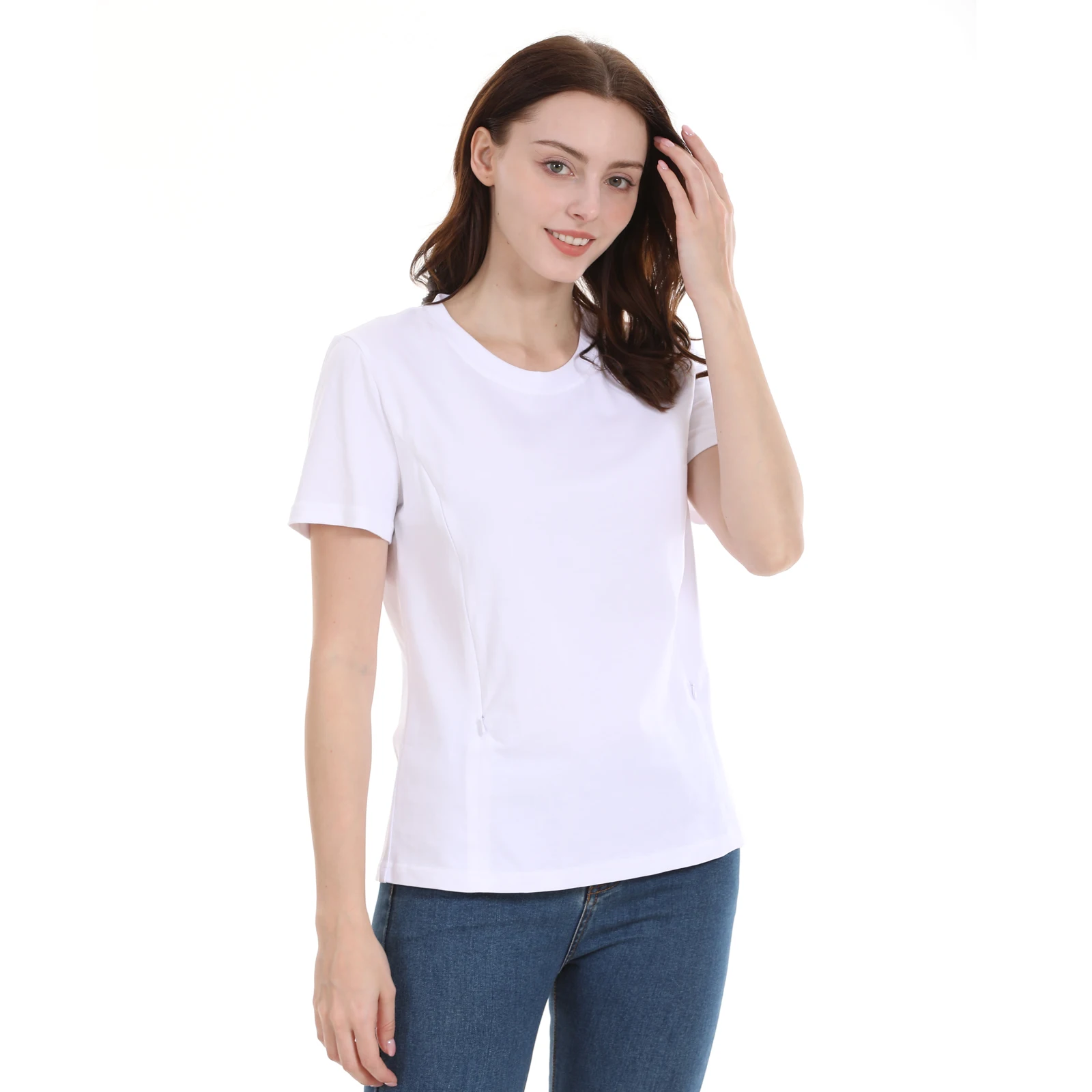 Camiseta de lactancia y maternidad de algodón elástico con cremallera - imagen 3