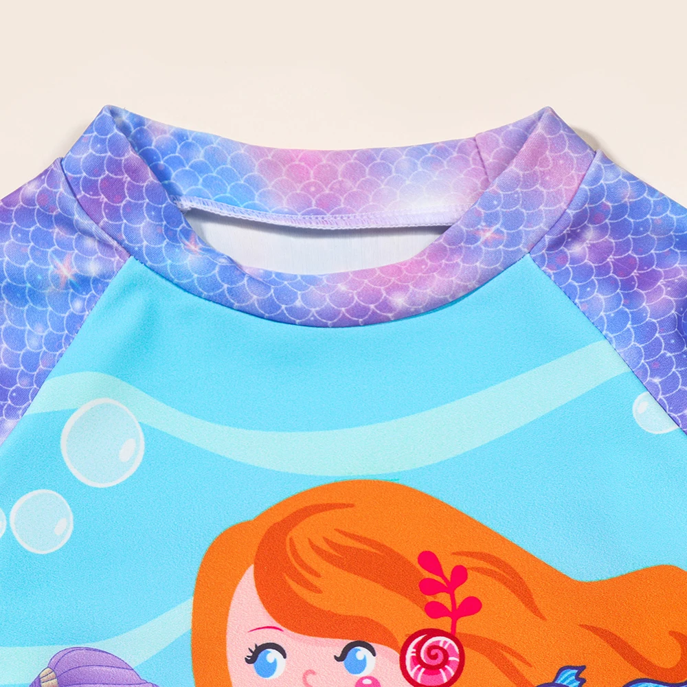 Tankini manga larga de sirena para niña pequeña, traje de playa - imagen 3