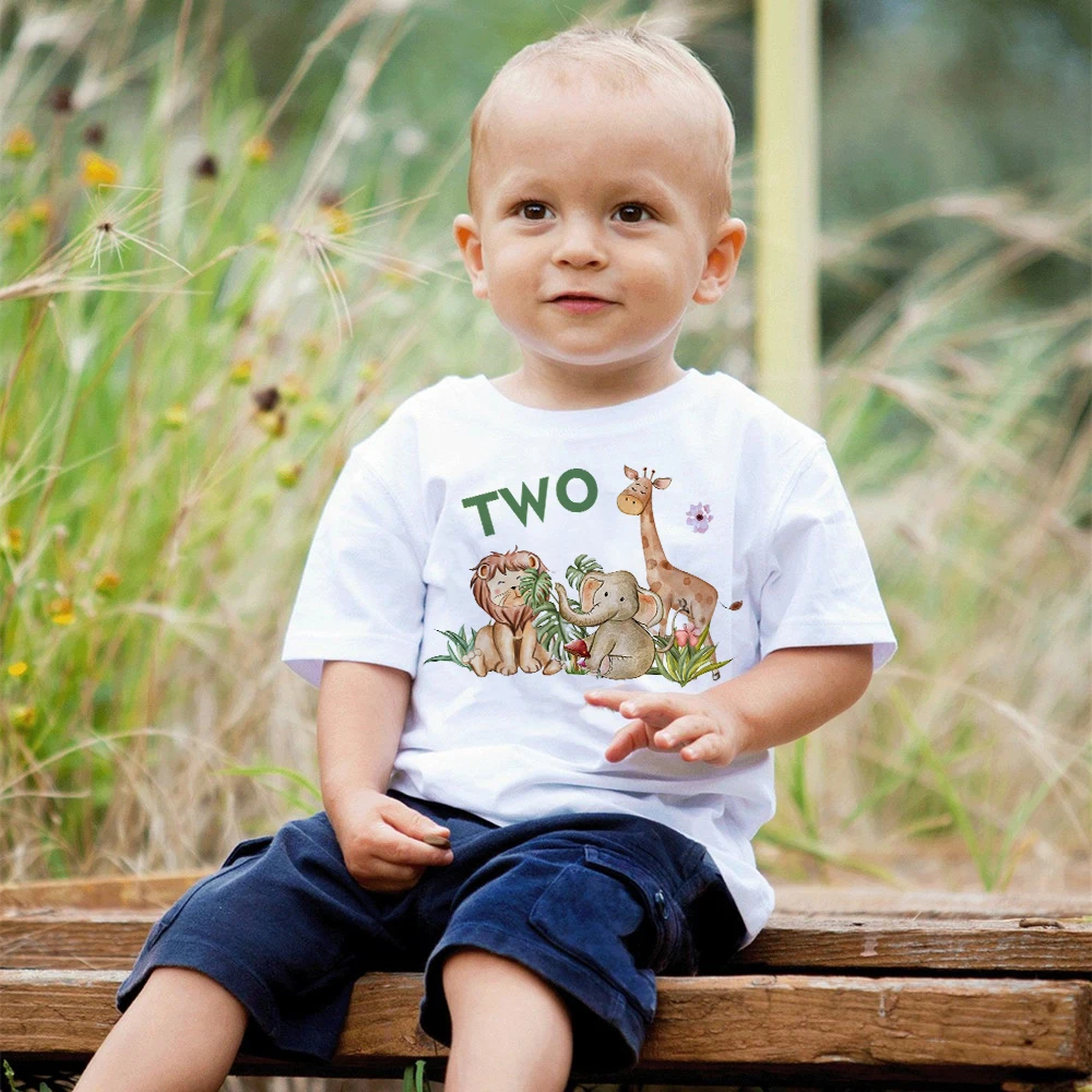 Camiseta de cumpleaños infantil con elefante y ciervo 1-12 años - imagen 3