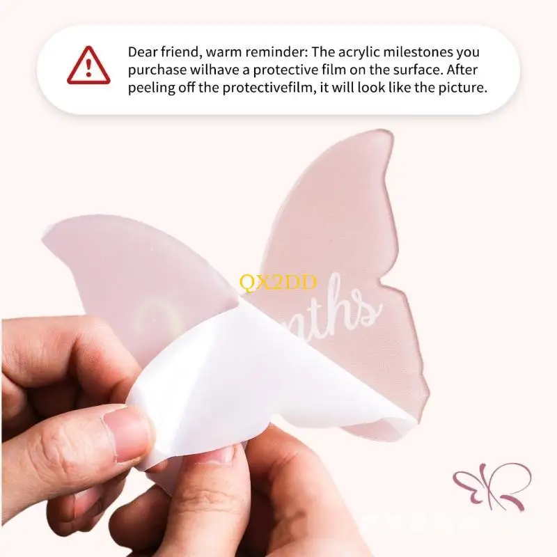 QX2D Tarjetas para fotografía de bebé en forma nube y mariposa - imagen 3