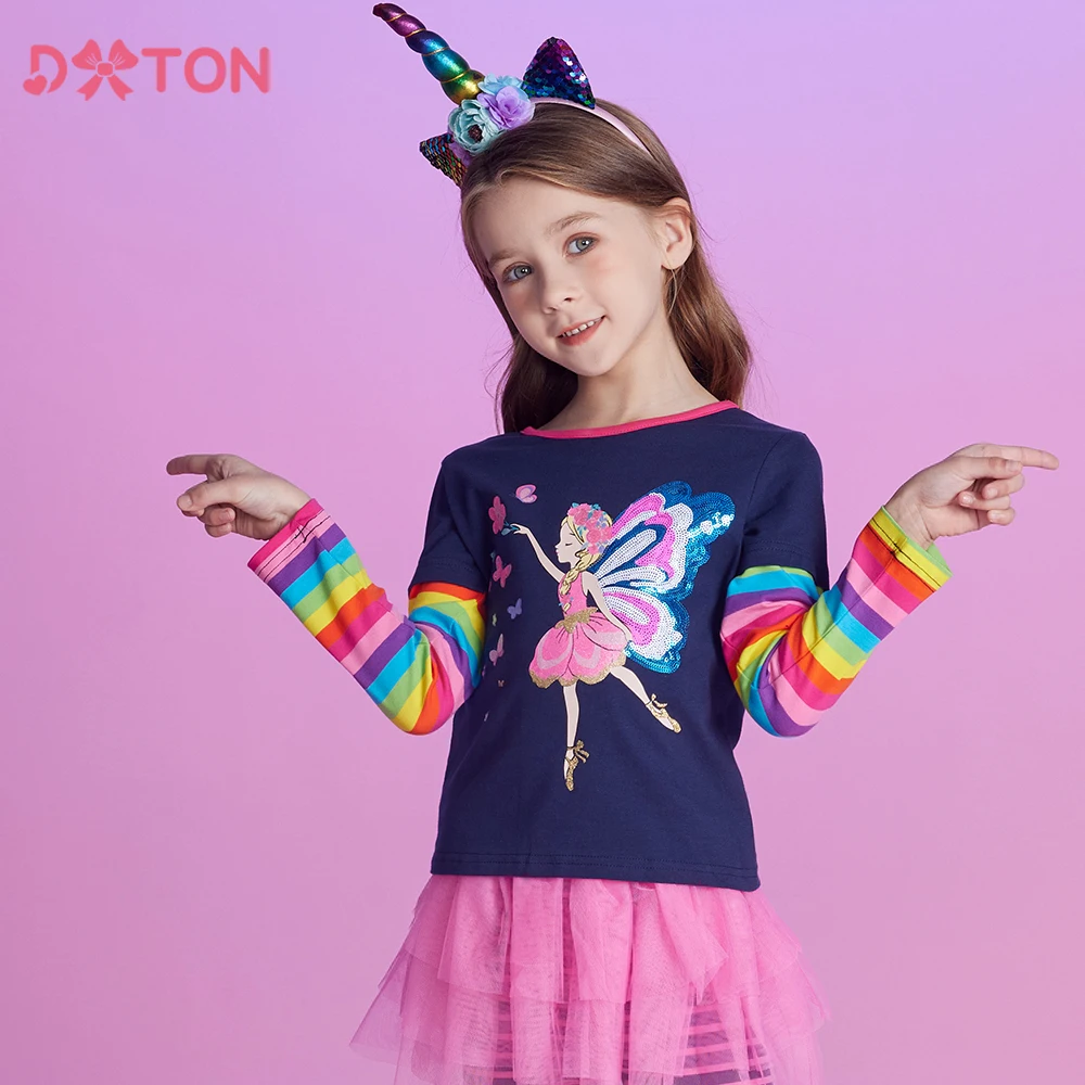 DXTON camiseta de manga larga para niña con estampado mariposa - imagen 3