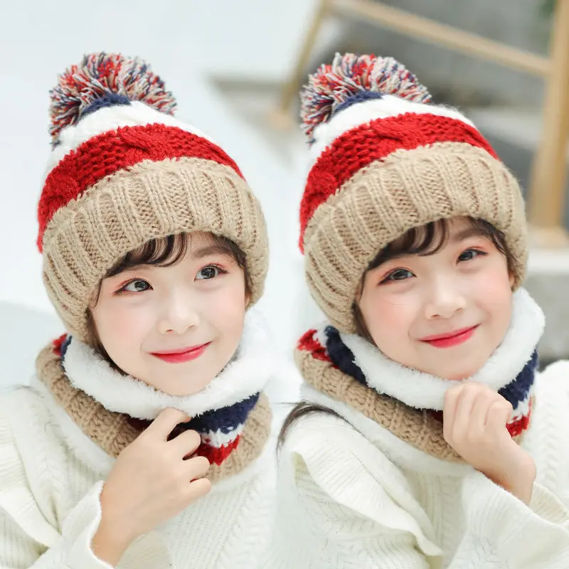 Conjunto gorro y bufanda de invierno punto cálido para niños - imagen 5