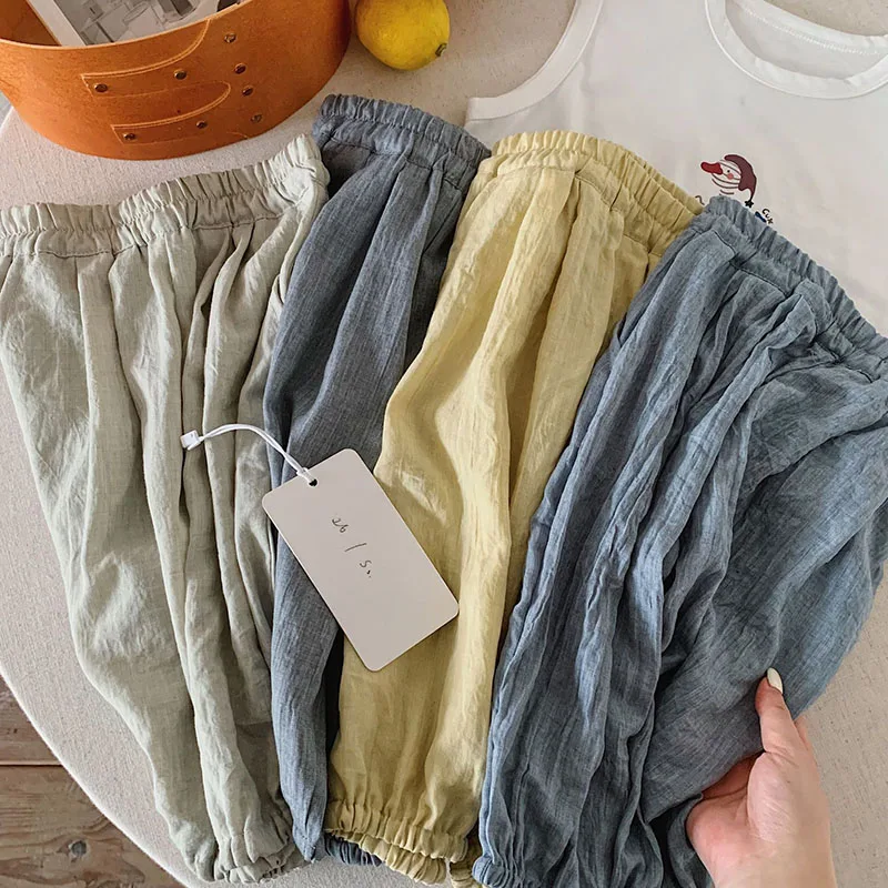 Pantalones niño de verano color sólido, holgados y cómodos - imagen 5