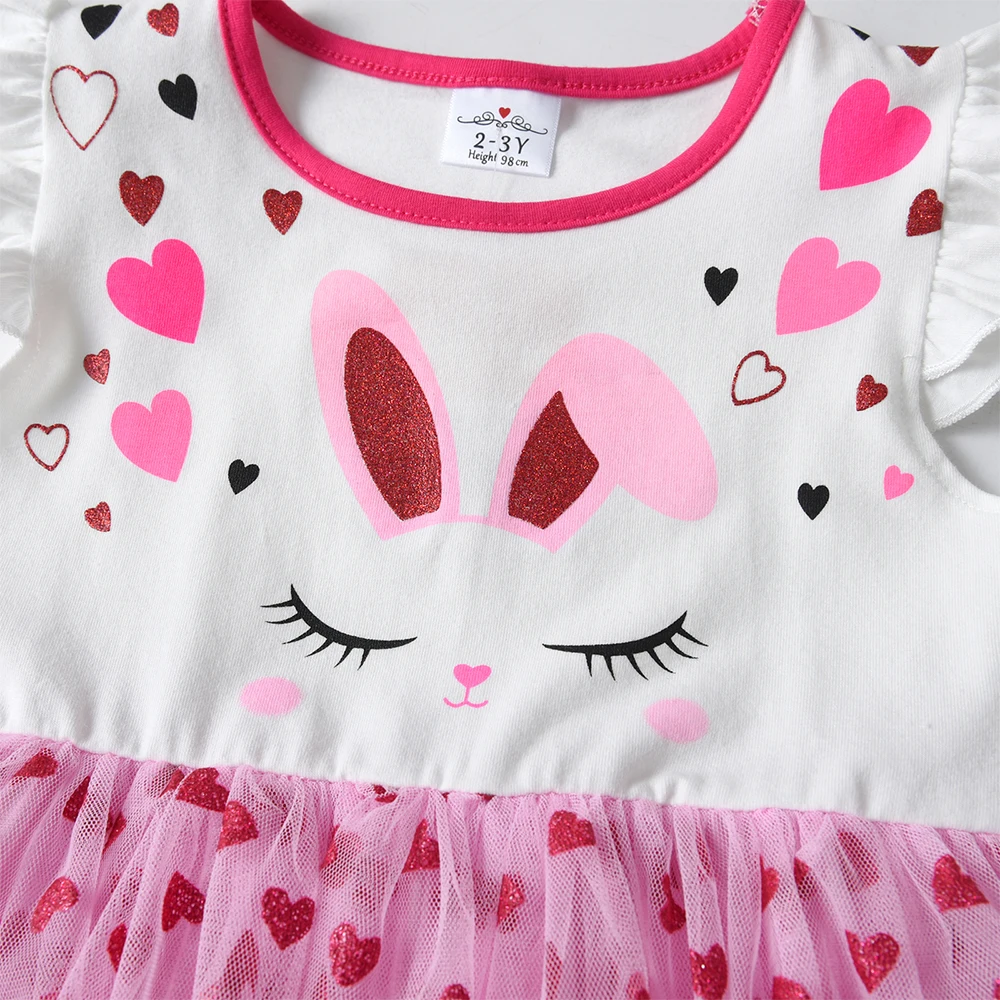 DXTON Vestido de verano de princesa con tutú, corazón y capas - imagen 2
