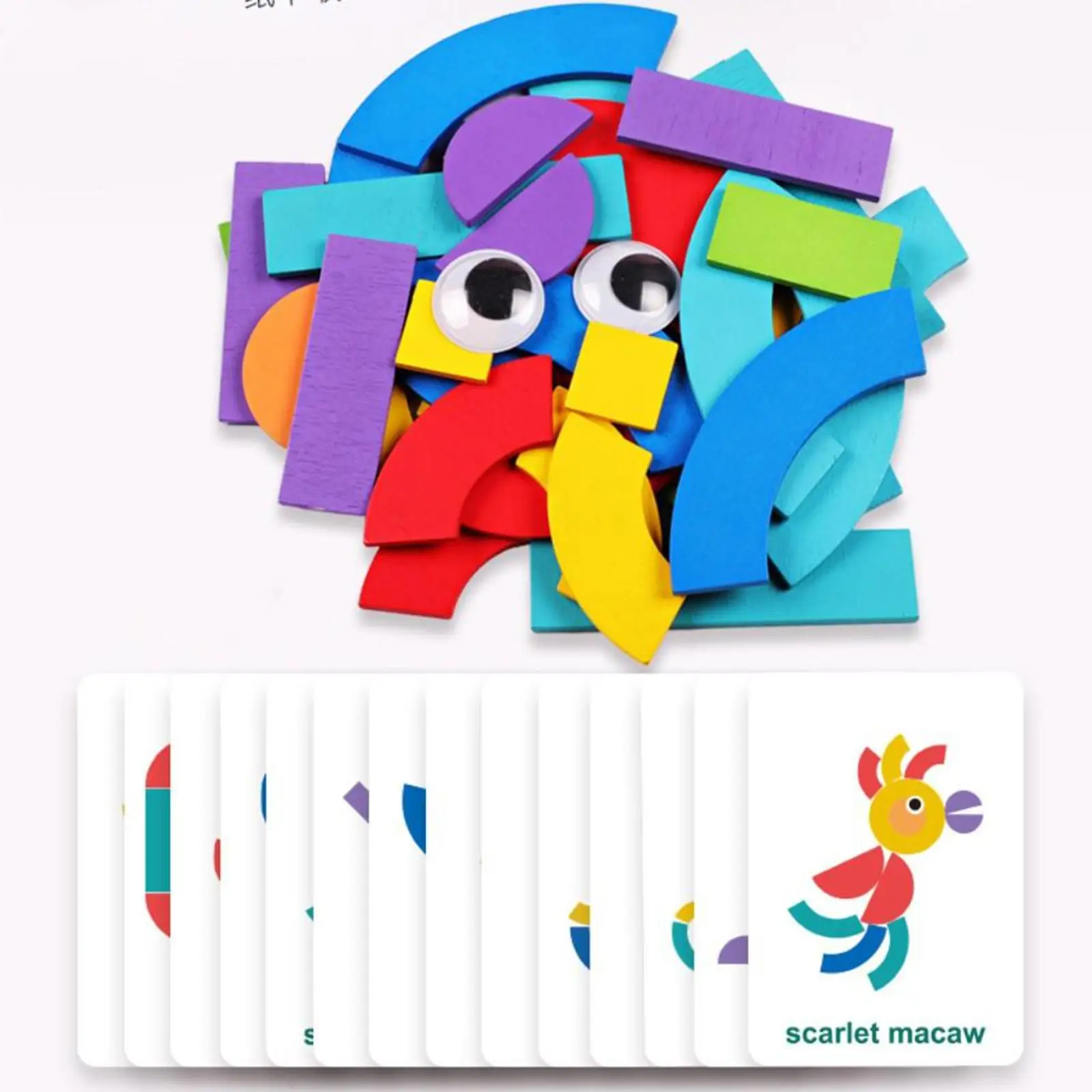 Tangram de madera Montessori con patrones y formas para niños - imagen 2