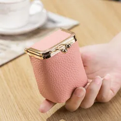 Mini monedero portátil con cierre y espejo para joyas, auriculares