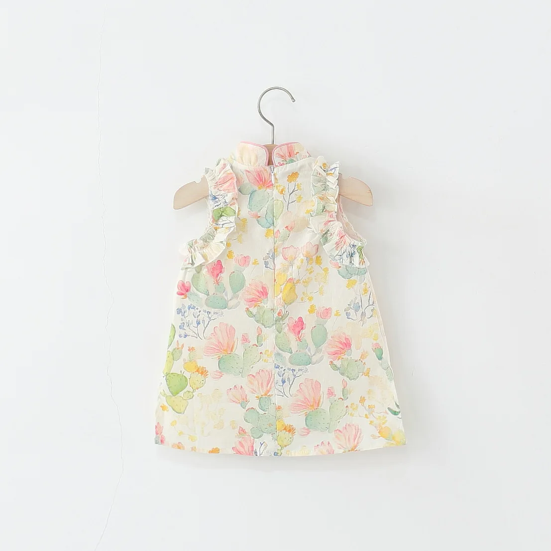 Vestido de verano niña de algodón sin mangas con flores y lazo - imagen 3