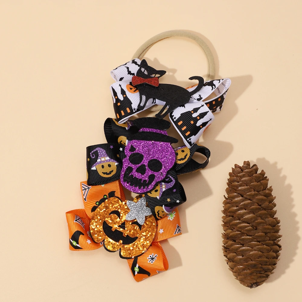 Diadema Halloween elástica nailon bebé niña – Calabaza - imagen 2