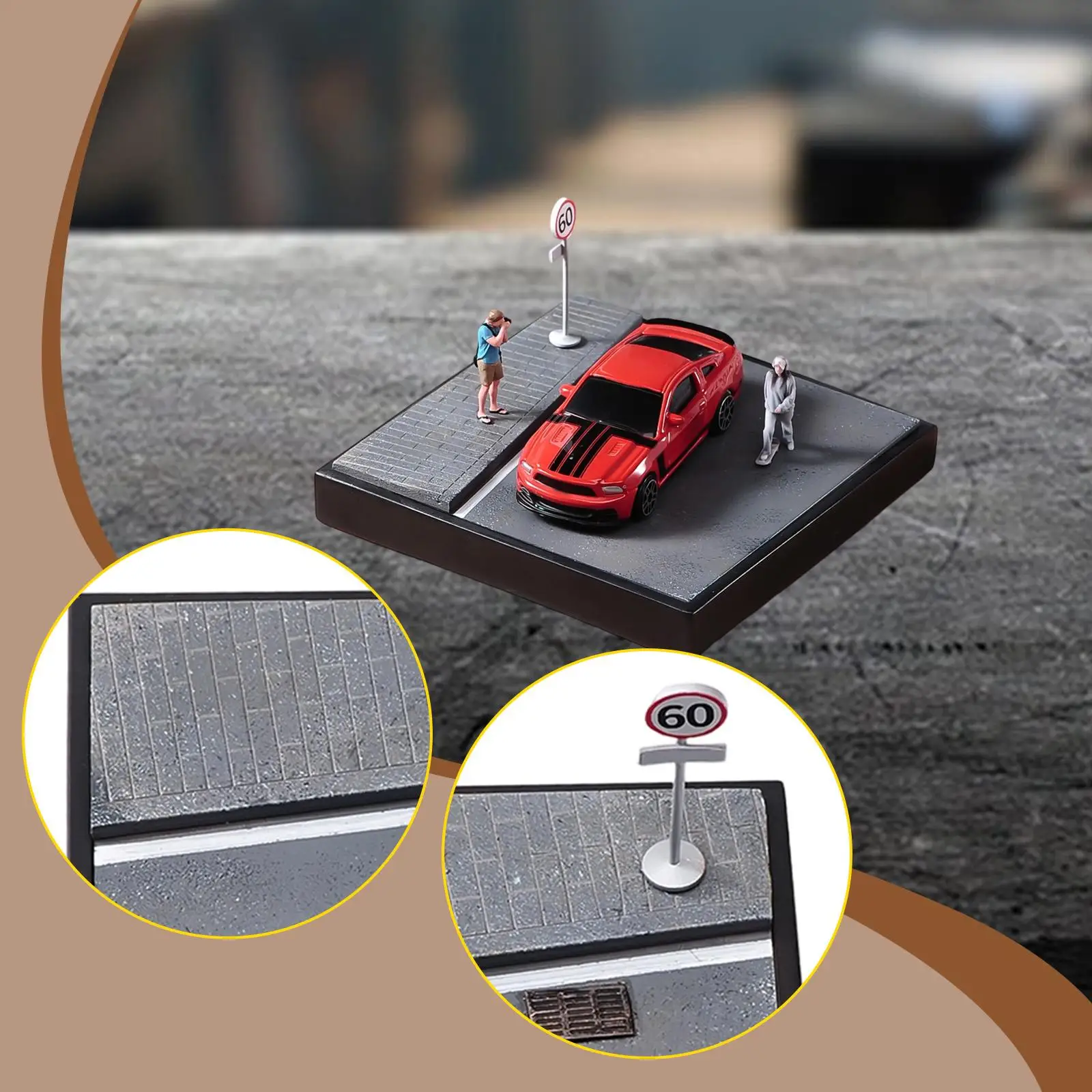 Base de exhibición para coches de juguete con escena de carretera - imagen 4