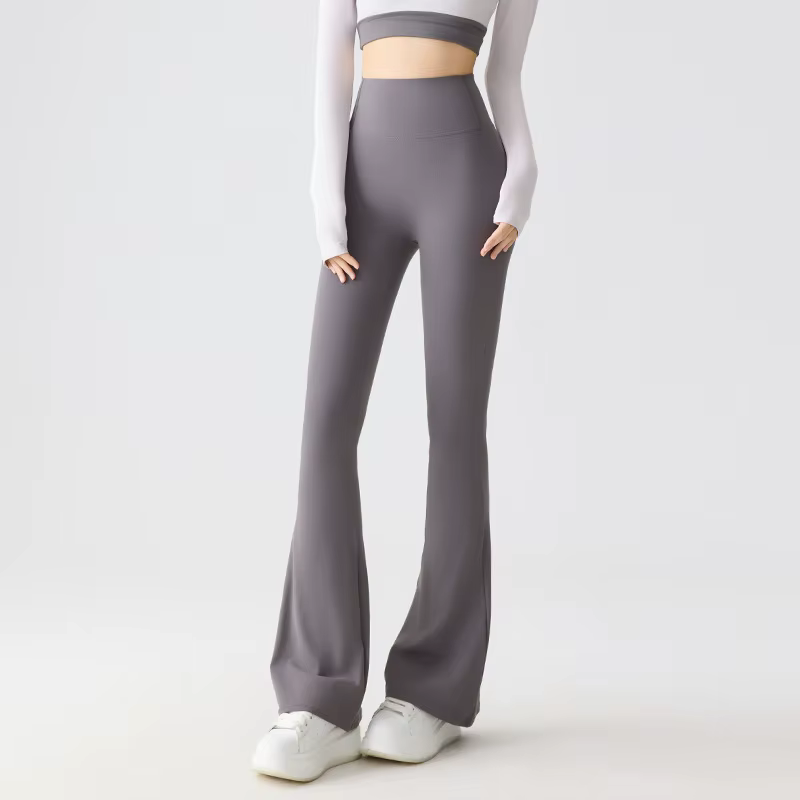 Pantalones yoga acampanados de cintura alta con control abdominal