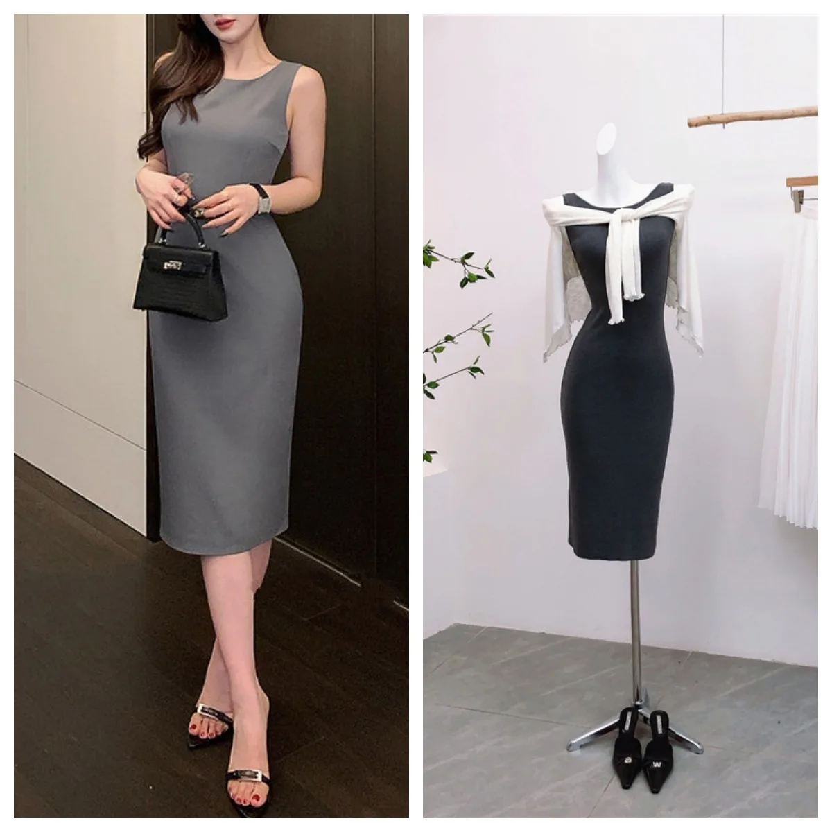 Vestido sin espalda estilo francés retro sin mangas con lazada - imagen 5
