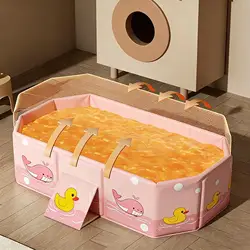 Bañera bebé plegable con drenaje compacta y segura para niños