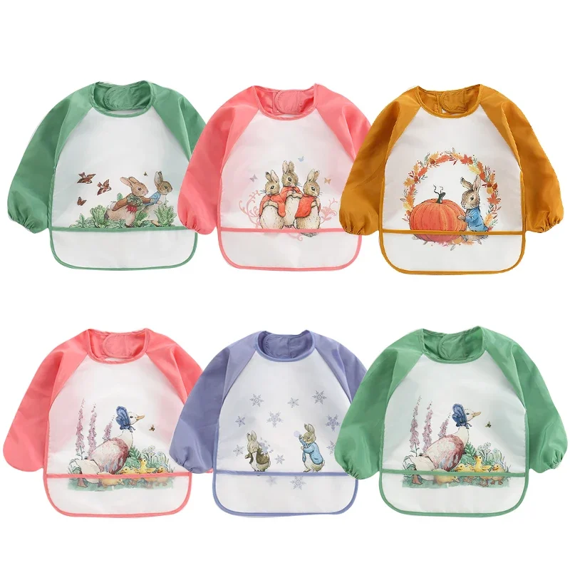 Baberos impermeables manga larga para bebé – Estampado infantil