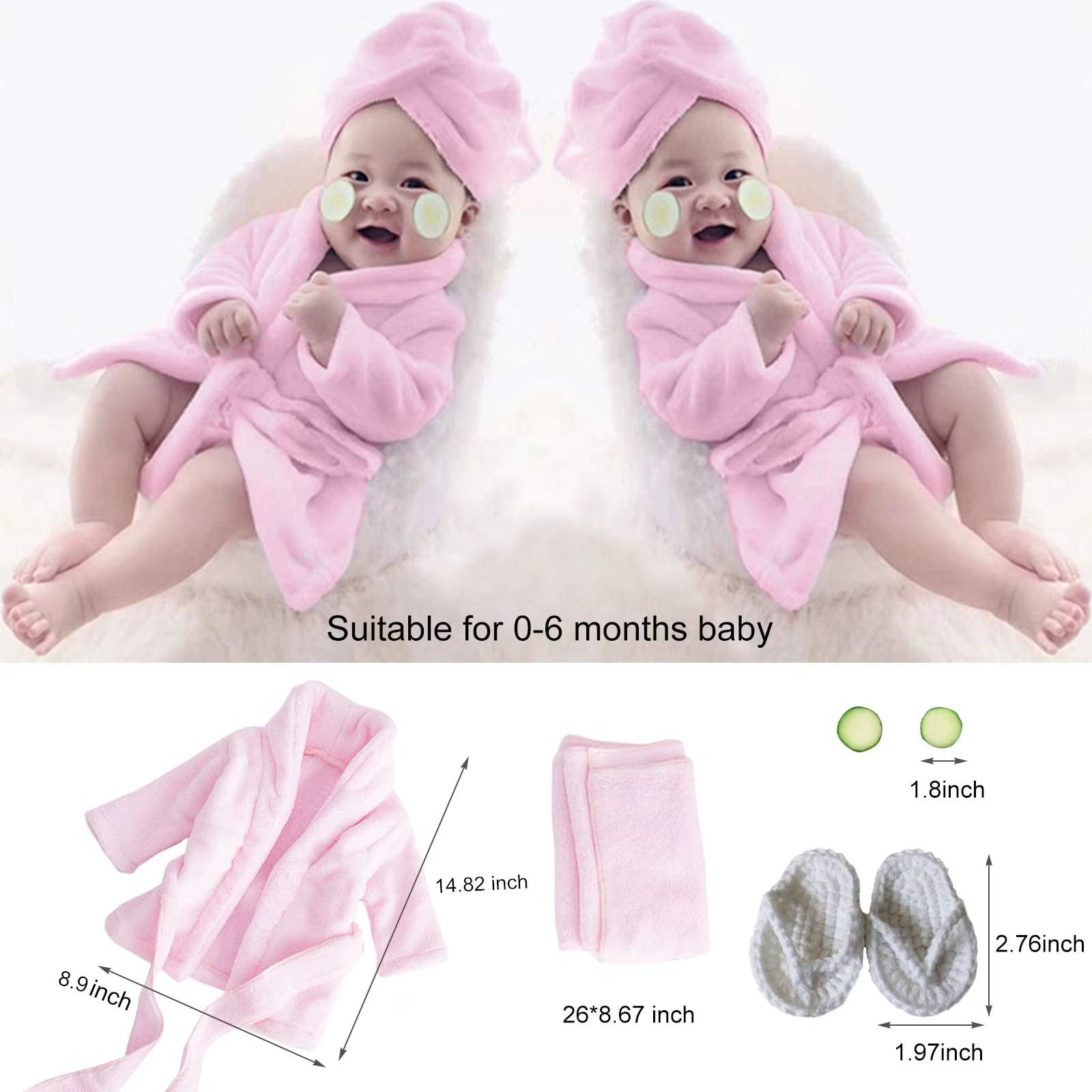 Bata para bebé recién nacido y toalla - Sesión de fotos cómoda - imagen 2
