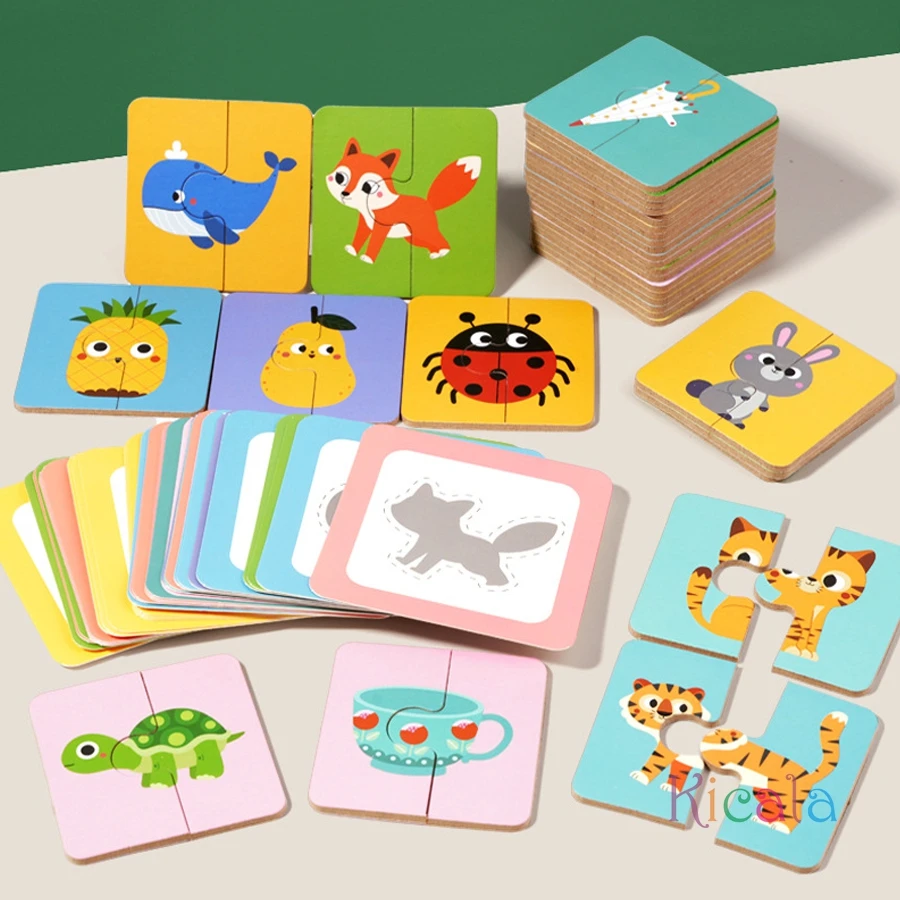 Rompecabezas Montessori de sombra en madera para niños con animales - imagen 2