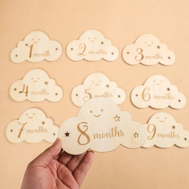 Tarjetas de madera nube para recién nacido – Set recuerdo - imagen 4